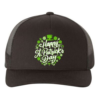 Happy St Patricks day with shamrocks for irish party Yupoong Adult 5-Panel Trucker Hat