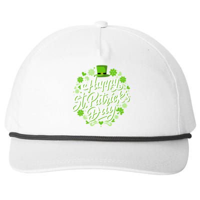 Happy St Patricks day with shamrocks for irish party Snapback Five-Panel Rope Hat