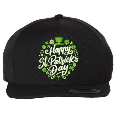 Happy St Patricks day with shamrocks for irish party Wool Snapback Cap