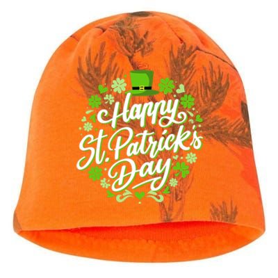 Happy St Patricks day with shamrocks for irish party Kati - Camo Knit Beanie