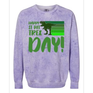 Happy St Pat Trex Day St Patricks Day Funny Dinosaur Gift Colorblast Crewneck Sweatshirt