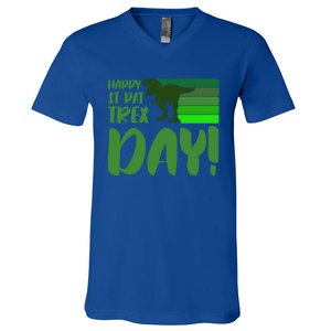 Happy St Pat Trex Day St Patricks Day Funny Dinosaur Gift V-Neck T-Shirt