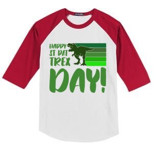 Happy St Pat Trex Day St Patricks Day Funny Dinosaur Gift Kids Colorblock Raglan Jersey