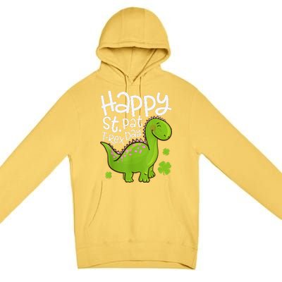 Happy St Pat T Rex Saint Patrick's Day Dinosaurs Funny Lover Premium Pullover Hoodie