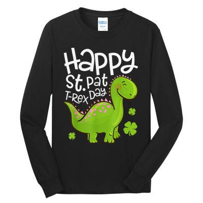 Happy St Pat T Rex Saint Patrick's Day Dinosaurs Funny Lover Tall Long Sleeve T-Shirt