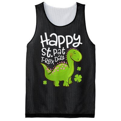 Happy St Pat T Rex Saint Patrick's Day Dinosaurs Funny Lover Mesh Reversible Basketball Jersey Tank