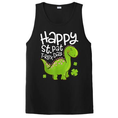 Happy St Pat T Rex Saint Patrick's Day Dinosaurs Funny Lover PosiCharge Competitor Tank