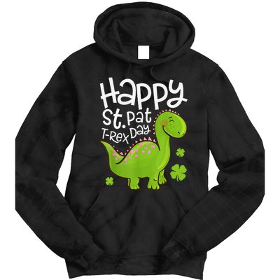 Happy St Pat T Rex Saint Patrick's Day Dinosaurs Funny Lover Tie Dye Hoodie