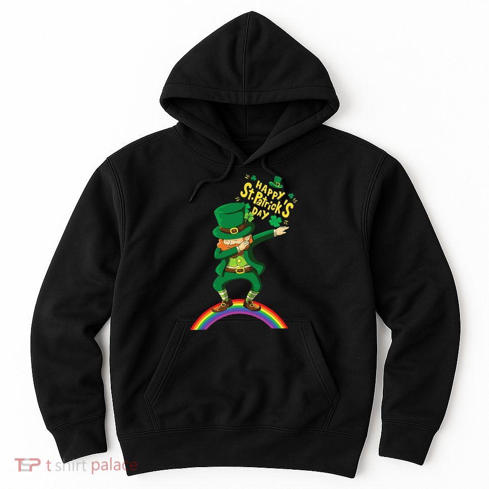 Happy Saint Patrick's Day Leprechaun Dab Rainbow Hoodie