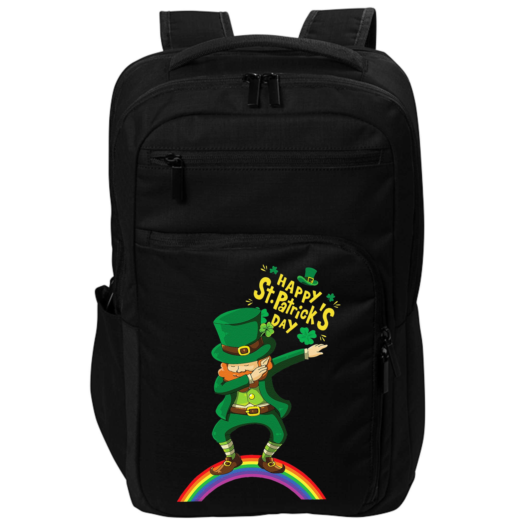 Happy Saint Patrick's Day Leprechaun Dab Rainbow Impact Tech Backpack