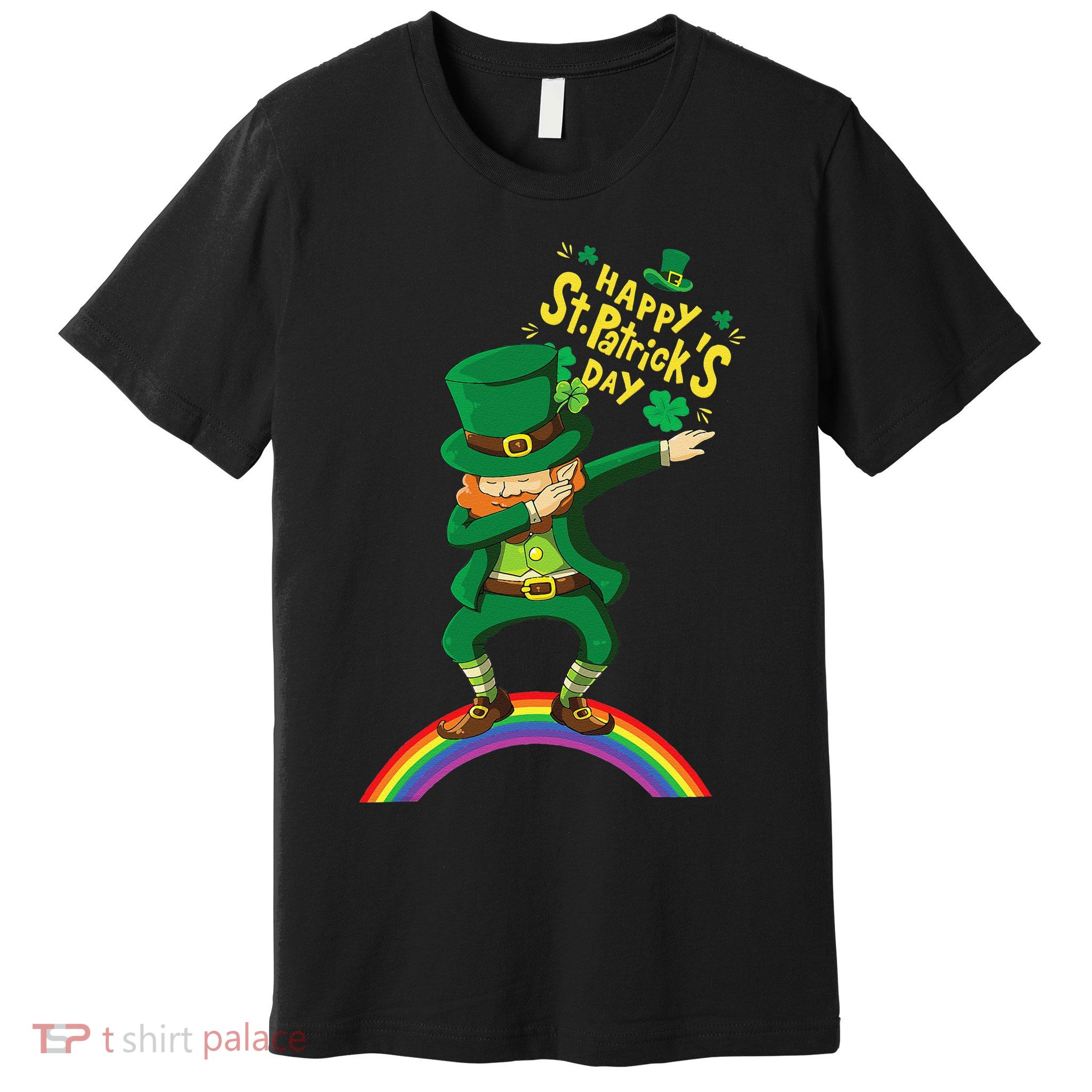 Happy Saint Patrick's Day Leprechaun Dab Rainbow Premium T-Shirt