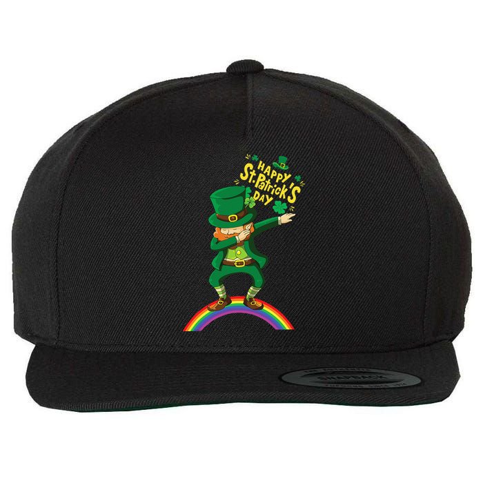 Happy Saint Patrick's Day Leprechaun Dab Rainbow Wool Snapback Cap