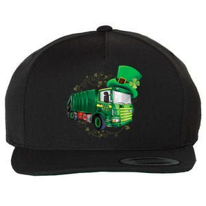 St Patrick's Day Green Garbage Truck Boy Kids Wool Snapback Cap