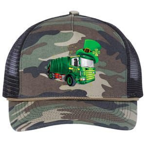 St Patrick's Day Green Garbage Truck Boy Kids Retro Rope Trucker Hat Cap