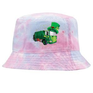 St Patrick's Day Green Garbage Truck Boy Kids Tie-Dyed Bucket Hat