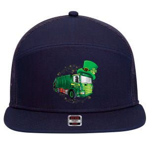 St Patrick's Day Green Garbage Truck Boy Kids 7 Panel Mesh Trucker Snapback Hat