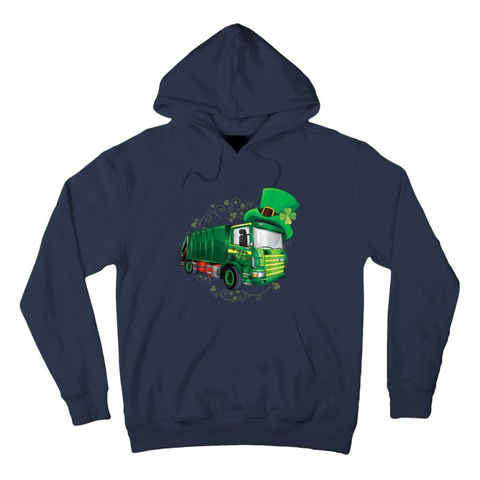 St Patrick's Day Green Garbage Truck Boy Kids Hoodie