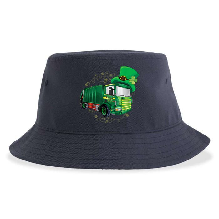 St Patrick's Day Green Garbage Truck Boy Kids Sustainable Bucket Hat