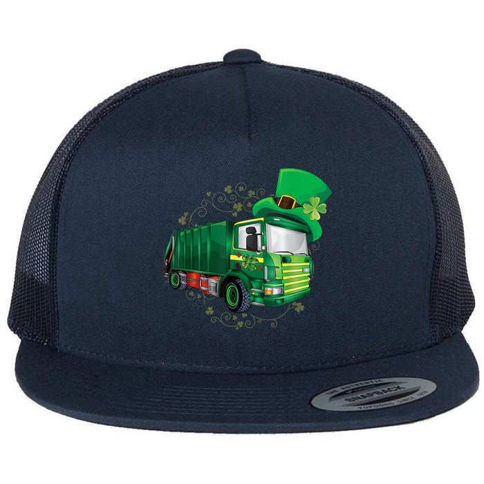 St Patrick's Day Green Garbage Truck Boy Kids Flat Bill Trucker Hat