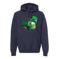 St Patrick's Day Green Garbage Truck Boy Kids Premium Hoodie