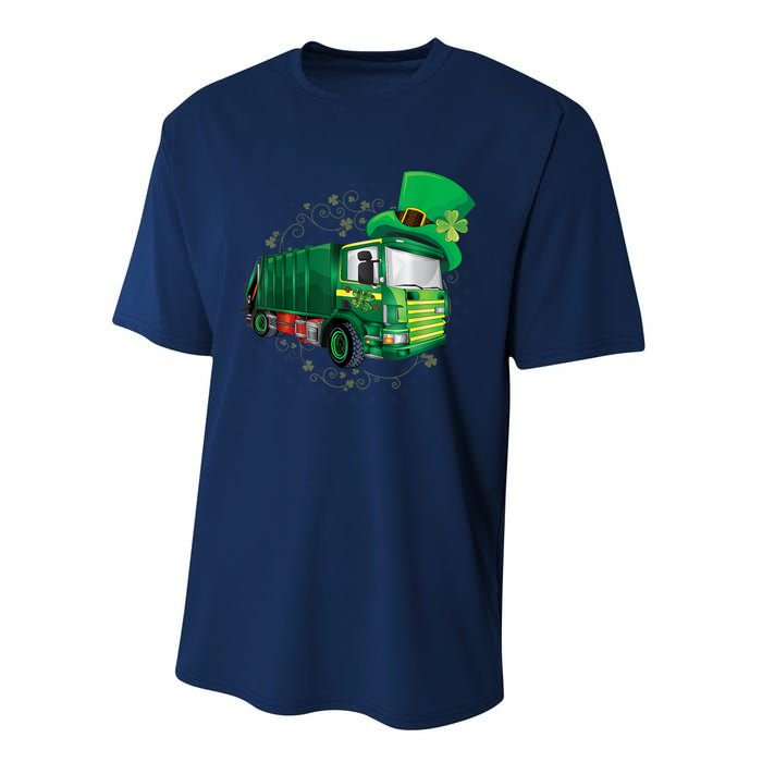 St Patrick's Day Green Garbage Truck Boy Kids Performance Sprint T-Shirt