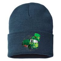 St Patrick's Day Green Garbage Truck Boy Kids Sustainable Knit Beanie