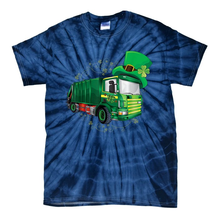 St Patrick's Day Green Garbage Truck Boy Kids Tie-Dye T-Shirt