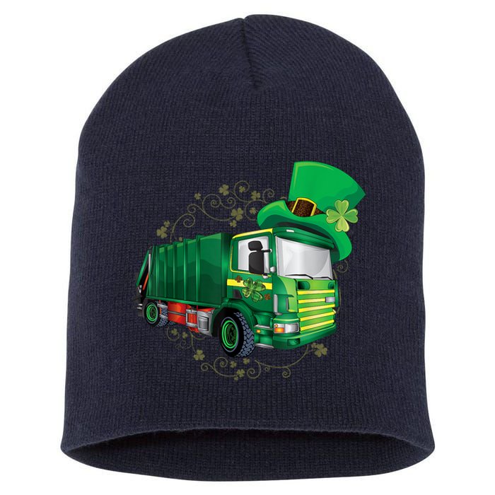 St Patrick's Day Green Garbage Truck Boy Kids Short Acrylic Beanie