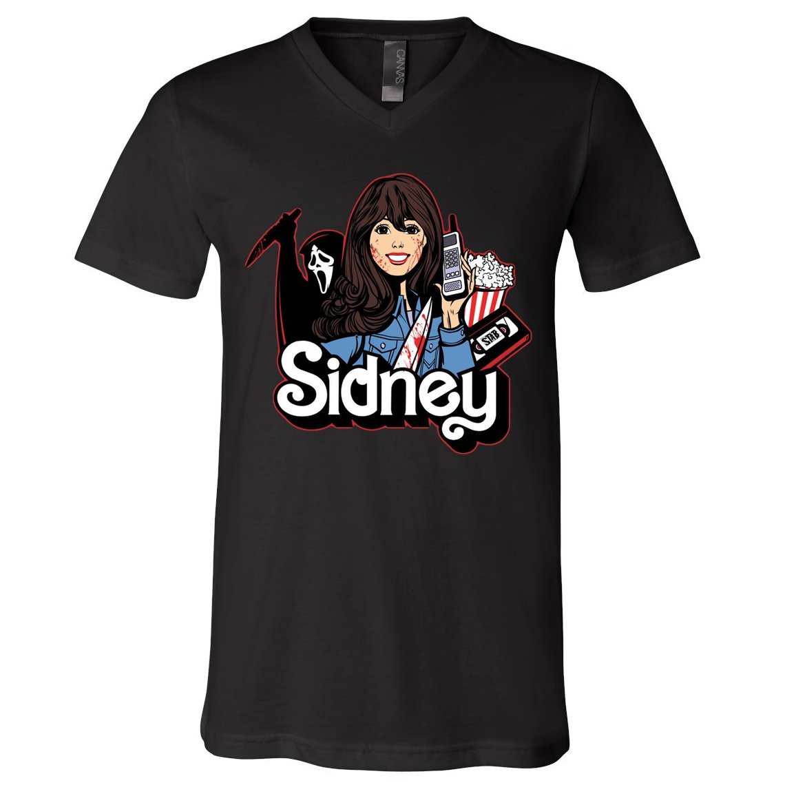 Hello Sidney Phone Call Scary Movie V-Neck T-Shirt