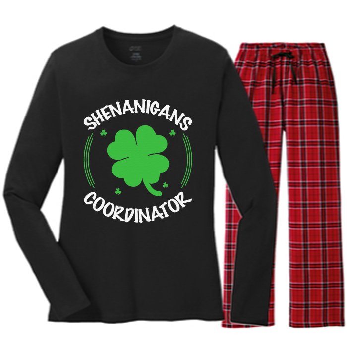 Happy St Patricks Day Birthday Shamrock Bday Party Women's Long Sleeve Flannel Pajama Set 