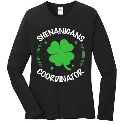 Happy St Patricks Day Birthday Shamrock Bday Party Ladies Long Sleeve Shirt