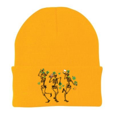 Happy St Patrick Day Dancing Skeleton Leprechauns Funny Great Gift Knit Cap Winter Beanie