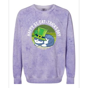 Happy St Patricks Day Retro Shamrock Cat Lover Irish Funny Gift Colorblast Crewneck Sweatshirt