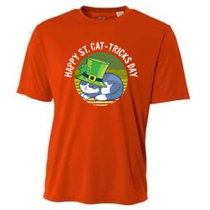 Happy St Patricks Day Retro Shamrock Cat Lover Irish Funny Gift Cooling Performance Crew T-Shirt