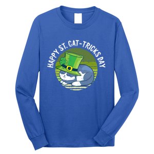 Happy St Patricks Day Retro Shamrock Cat Lover Irish Funny Gift Long Sleeve Shirt