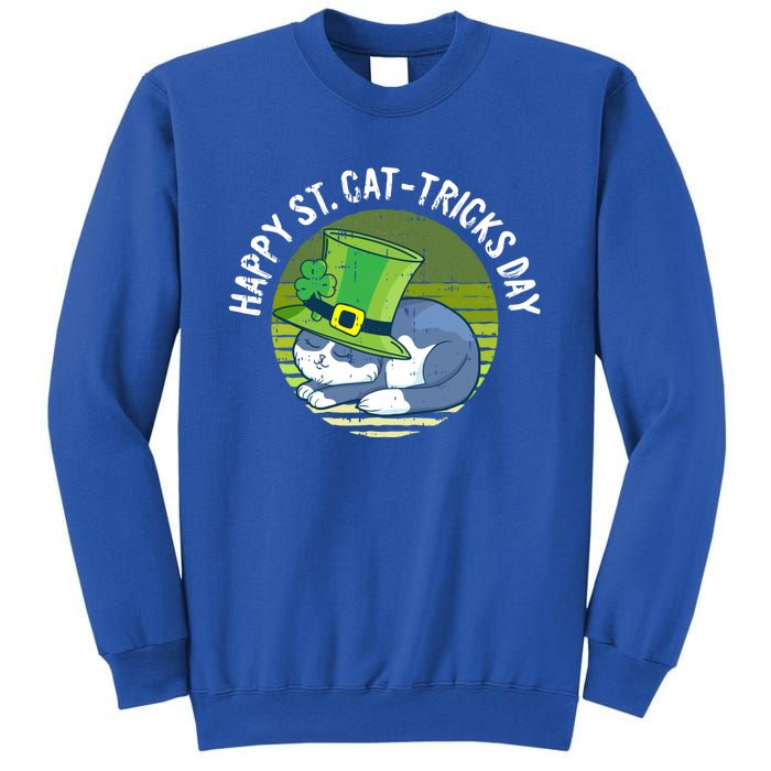 Happy St Patricks Day Retro Shamrock Cat Lover Irish Funny Gift Sweatshirt