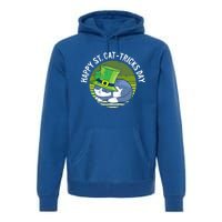 Happy St Patricks Day Retro Shamrock Cat Lover Irish Funny Gift Premium Hoodie