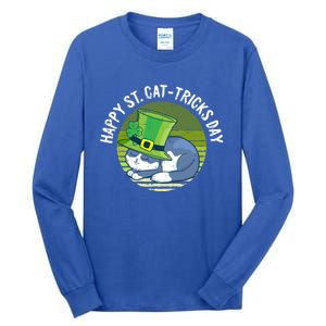 Happy St Patricks Day Retro Shamrock Cat Lover Irish Funny Gift Tall Long Sleeve T-Shirt