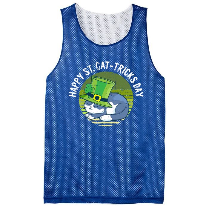 Happy St Patricks Day Retro Shamrock Cat Lover Irish Funny Gift Mesh Reversible Basketball Jersey Tank