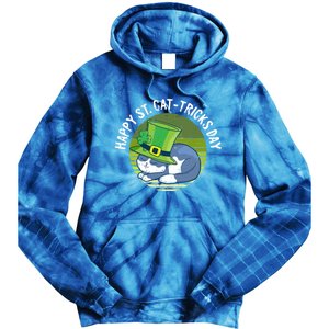 Happy St Patricks Day Retro Shamrock Cat Lover Irish Funny Gift Tie Dye Hoodie