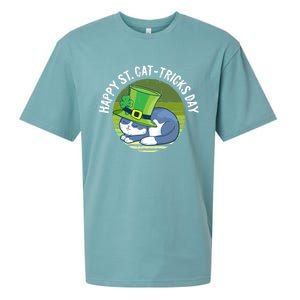 Happy St Patricks Day Retro Shamrock Cat Lover Irish Funny Gift Sueded Cloud Jersey T-Shirt