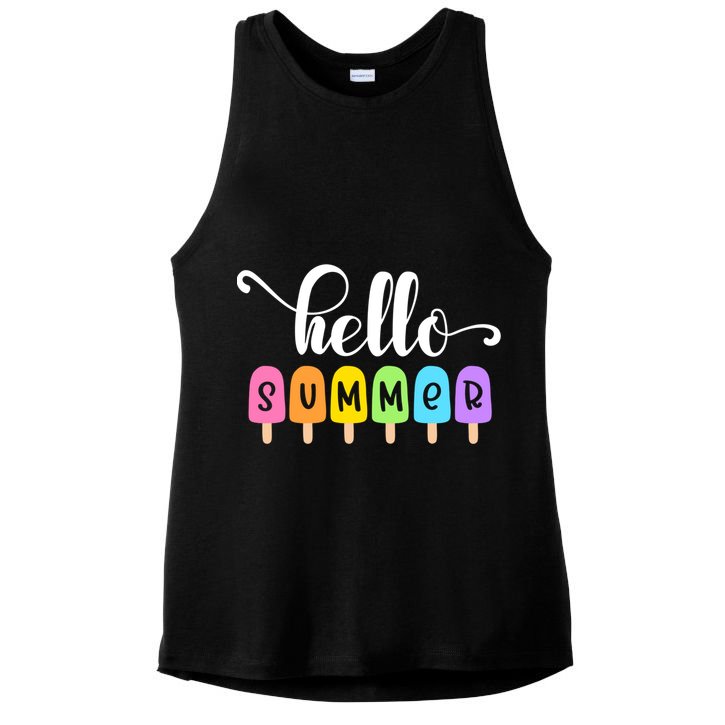 Hello Summer Popsicles Cute Pastel Graphic Design Cute Gift Ladies PosiCharge Tri-Blend Wicking Tank