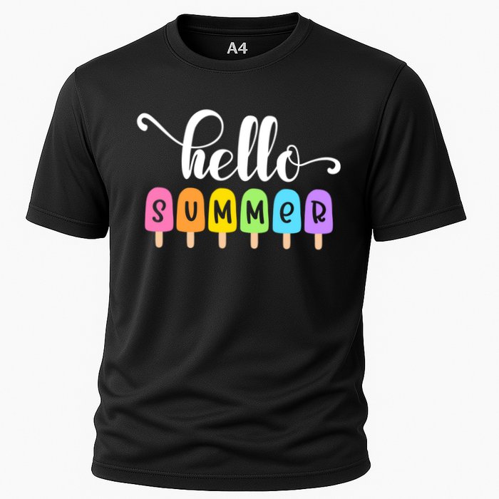 Hello Summer Popsicles Cute Pastel Graphic Design Cute Gift Cooling Performance Crew T-Shirt