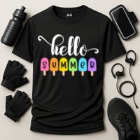 Hello Summer Popsicles Cute Pastel Graphic Design Cute Gift Cooling Performance Crew T-Shirt