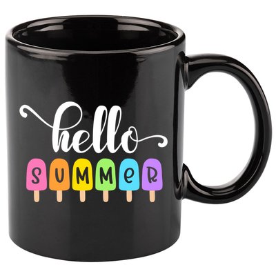 Hello Summer Popsicles Cute Pastel Graphic Design Cute Gift 11oz C Handle Ceramic Mug