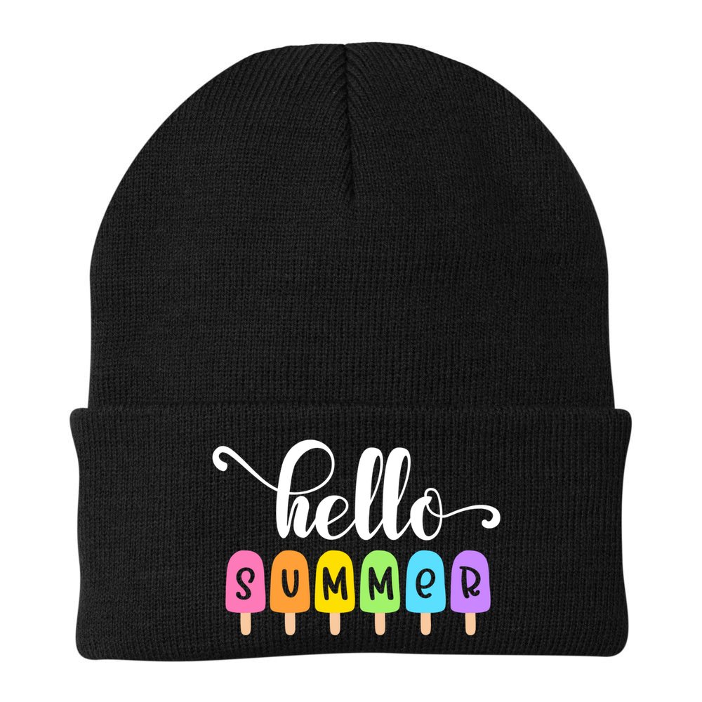 Hello Summer Popsicles Cute Pastel Graphic Design Cute Gift Beanie
