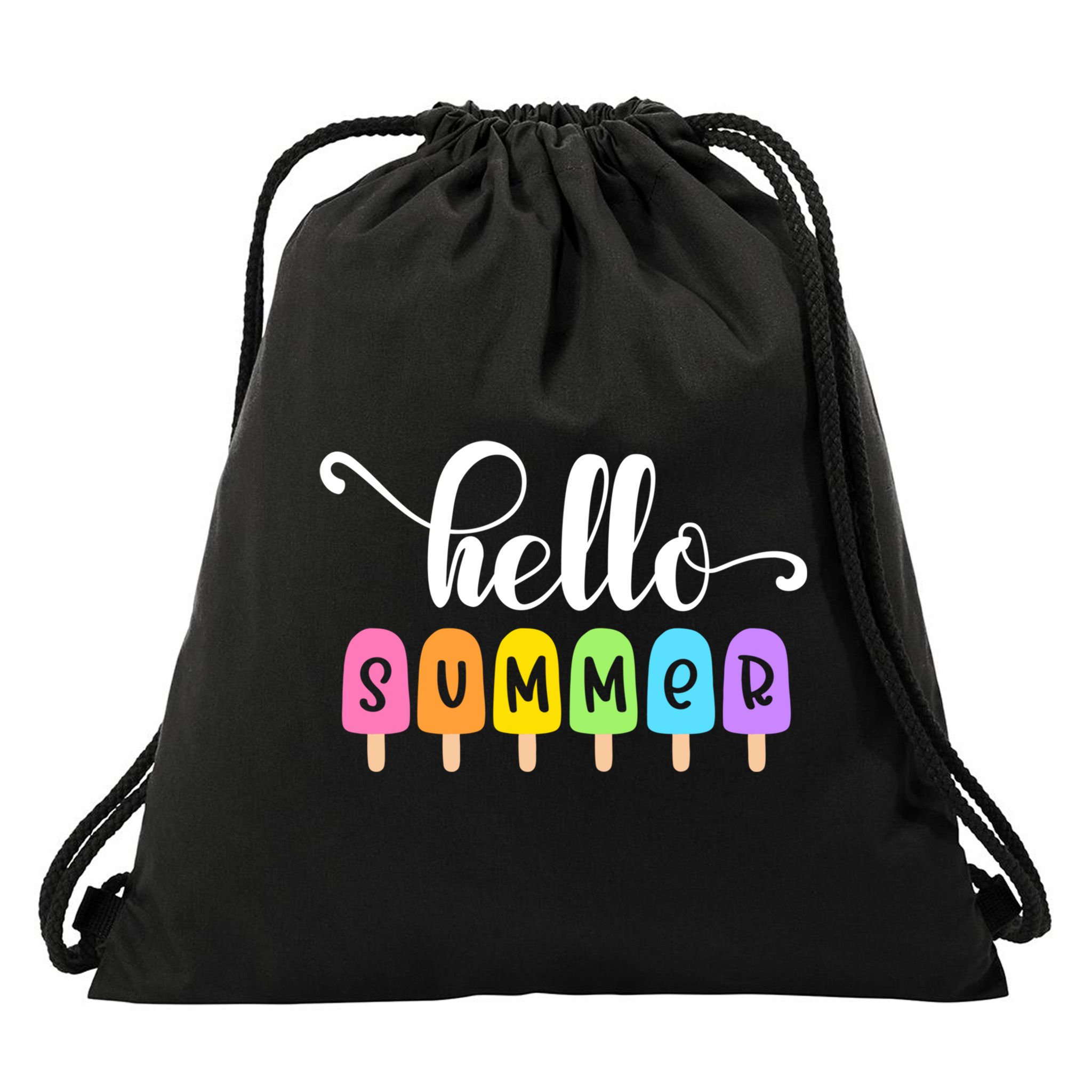 Hello Summer Popsicles Cute Pastel Graphic Design Cute Gift Drawstring Bag