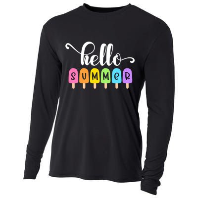 Hello Summer Popsicles Cute Pastel Graphic Design Cute Gift Cooling Performance Long Sleeve Crew