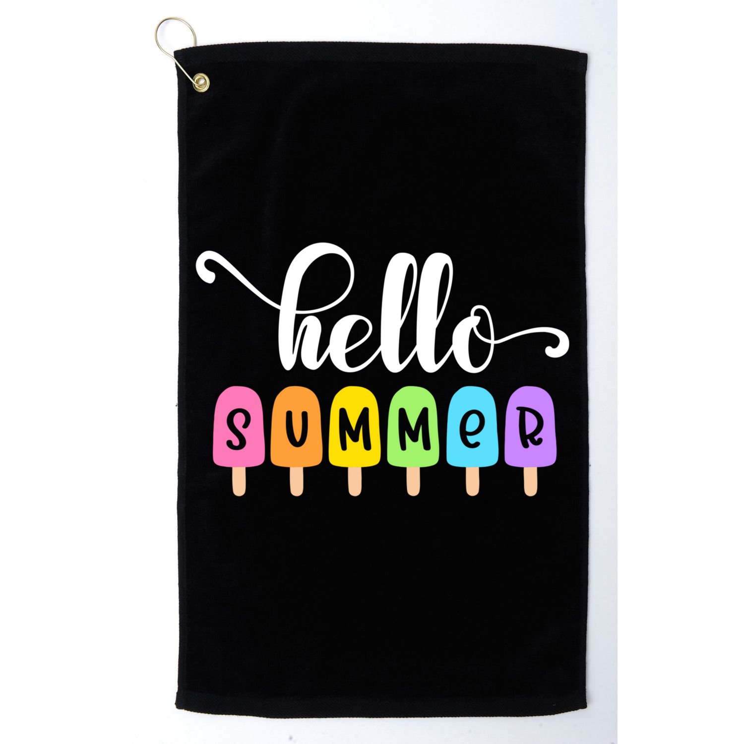 Hello Summer Popsicles Cute Pastel Graphic Design Cute Gift Golf Towel
