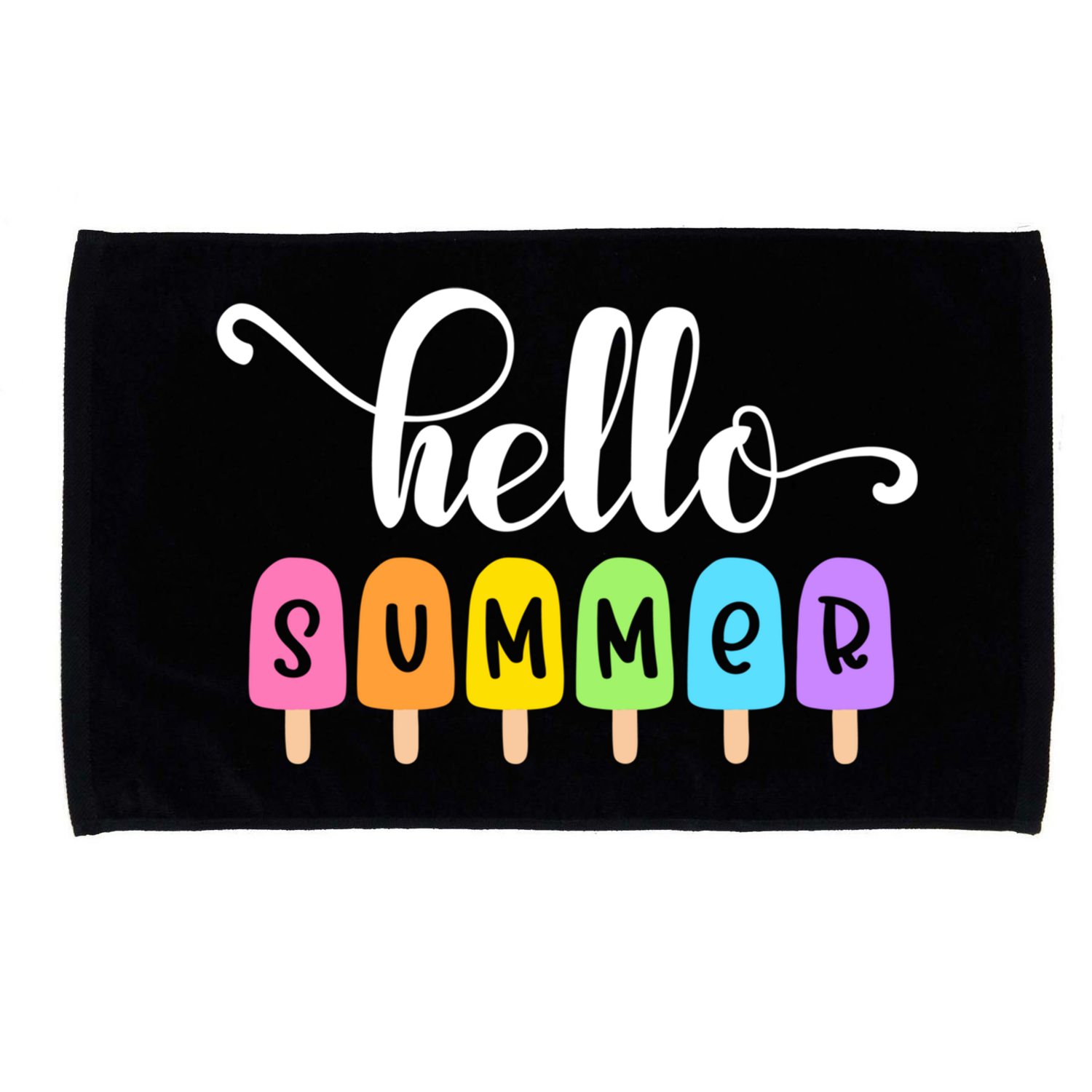 Hello Summer Popsicles Cute Pastel Graphic Design Cute Gift Microfiber Hand Towel